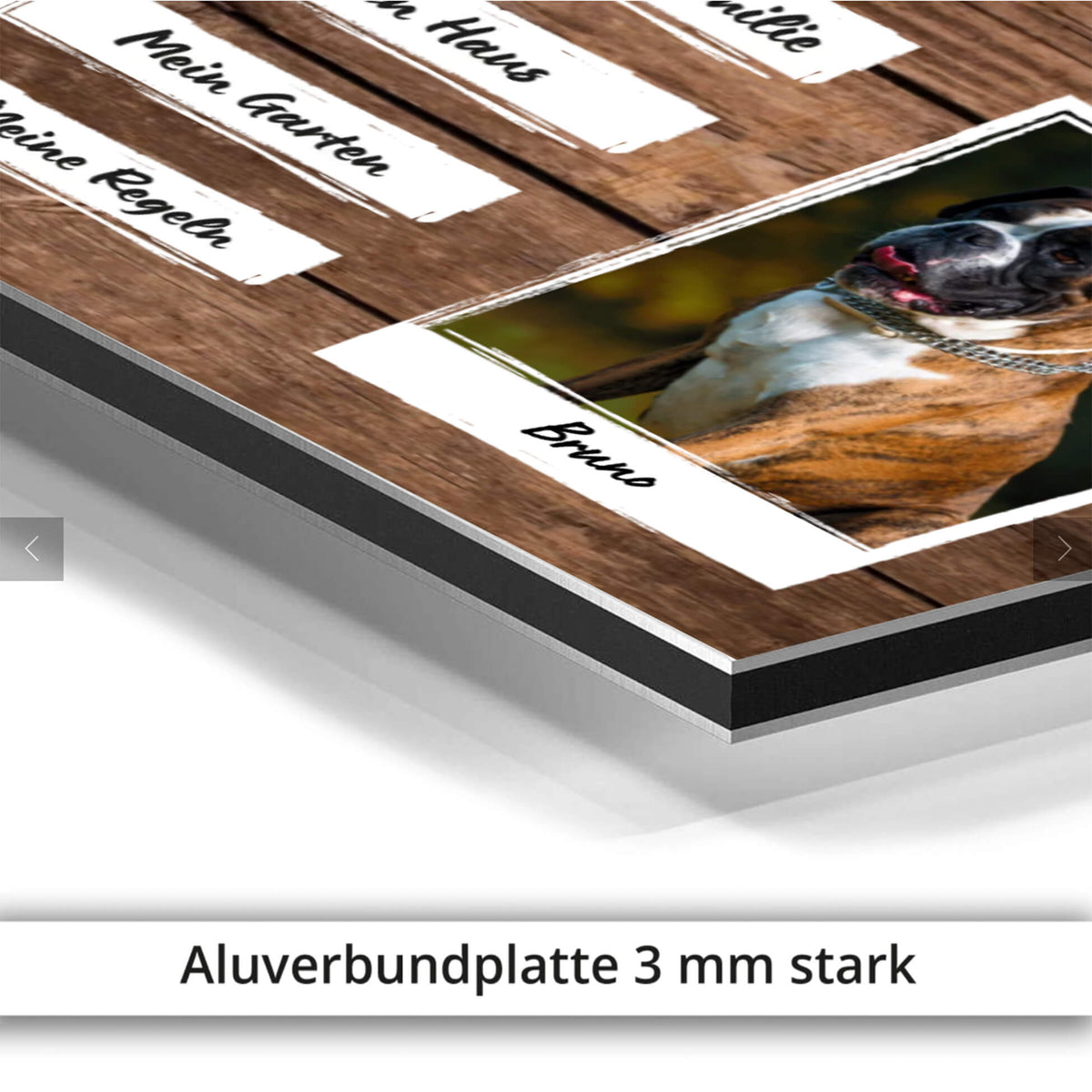 Deutscher Boxer Schild mit eigenem Foto Name Aluverbundplatte