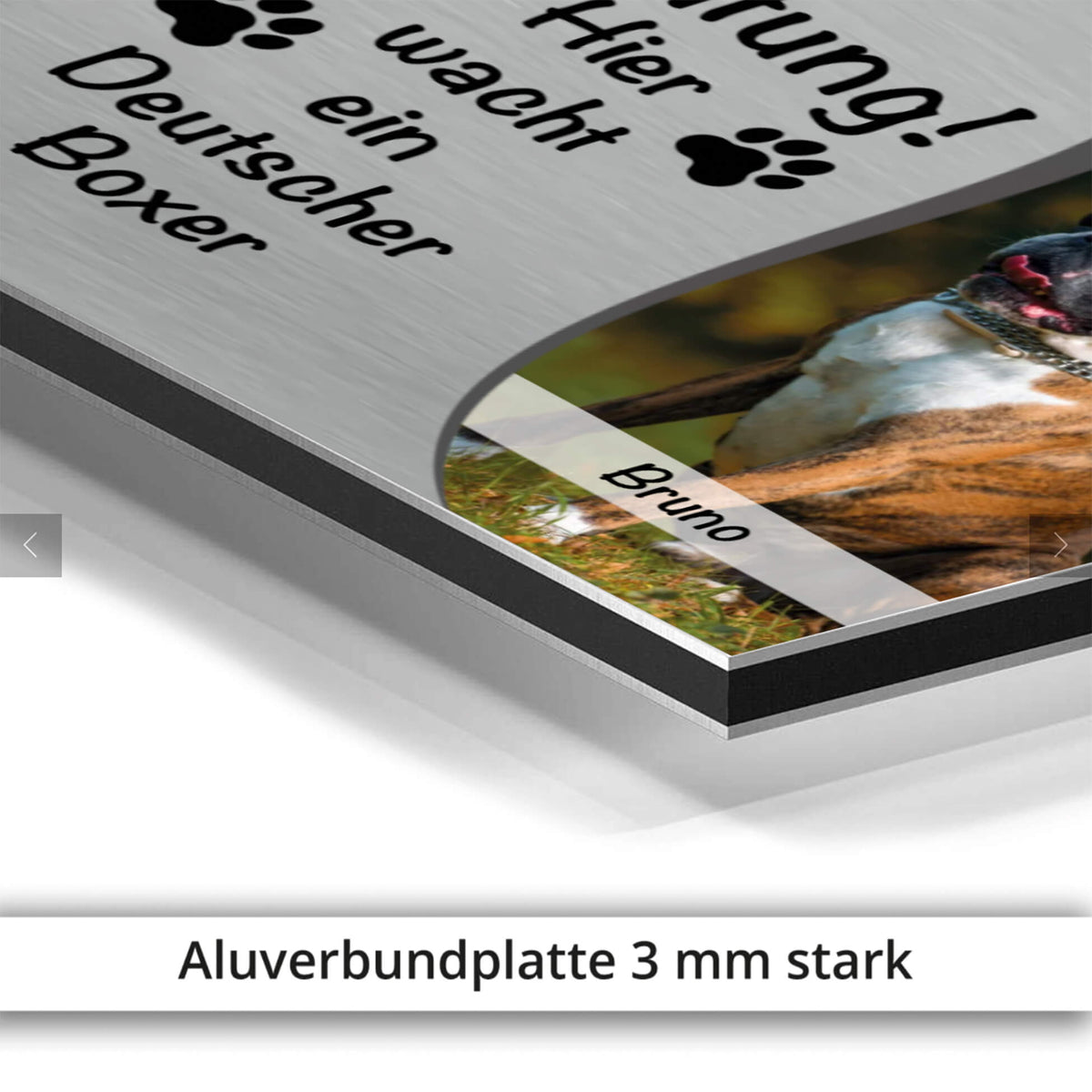 Deutscher Boxer Schild personalisiert Foto Name Spruch Aluverbundplatte
