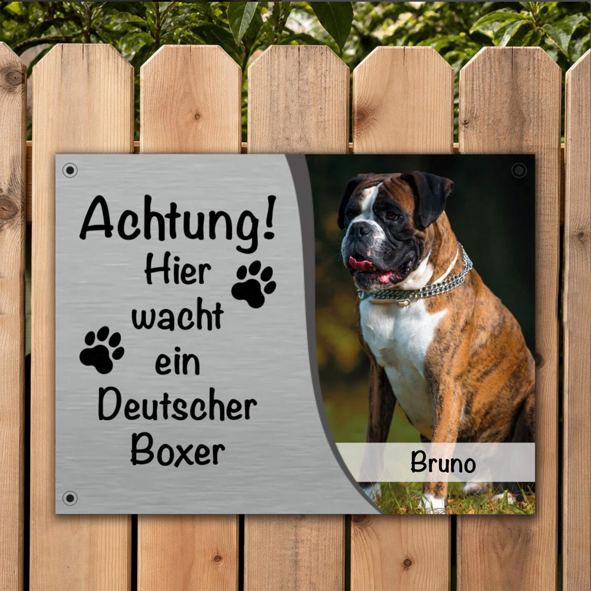 Deutscher Boxer Zaunschild Foto Name Wunschtext