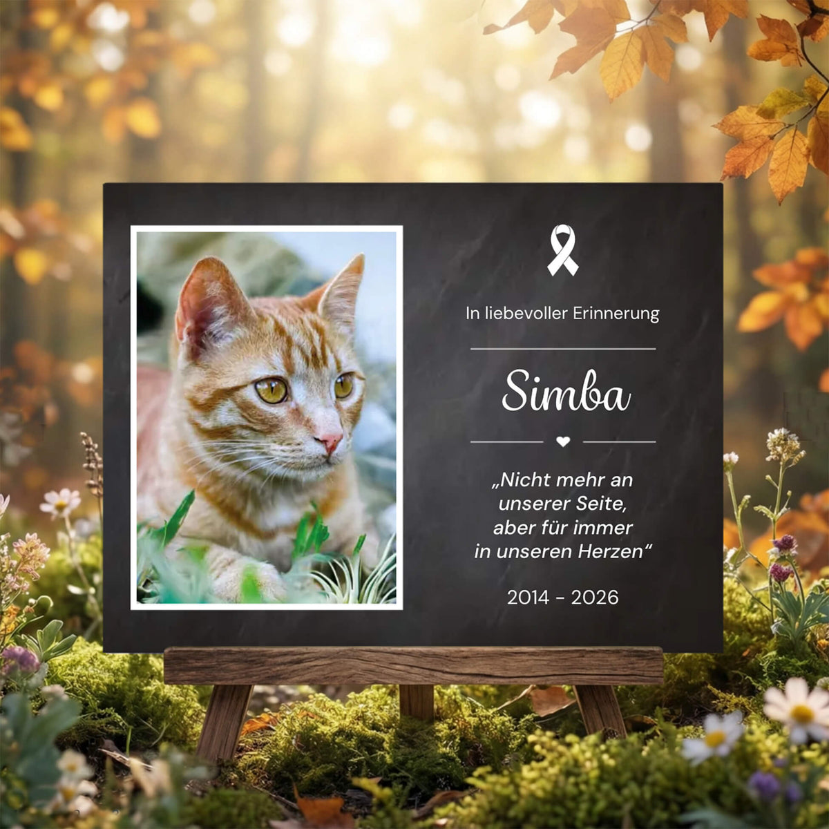Gedenktafel Katze mit Foto Wunschtext