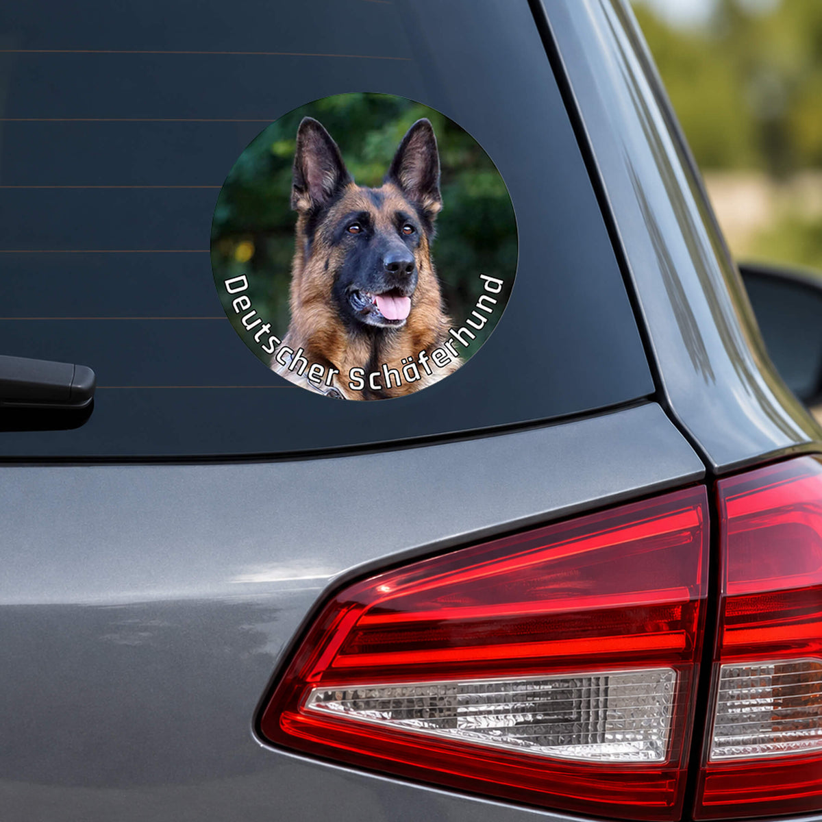 Hundeaufkleber auf Auto