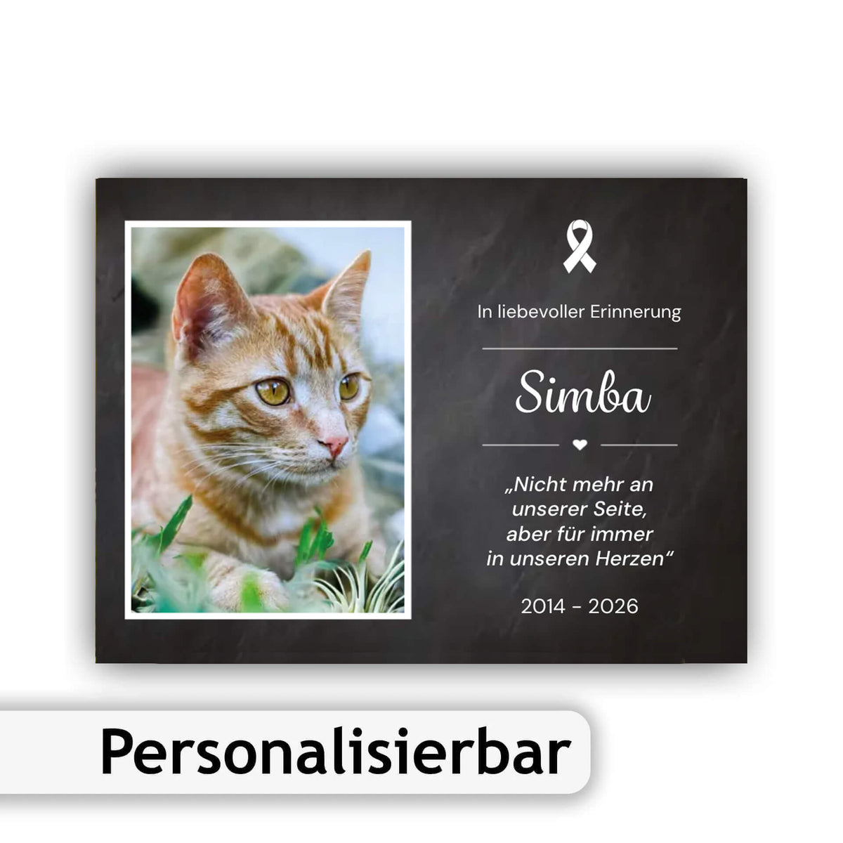 Katzen Gedenktafel mit Foto Wunschtext