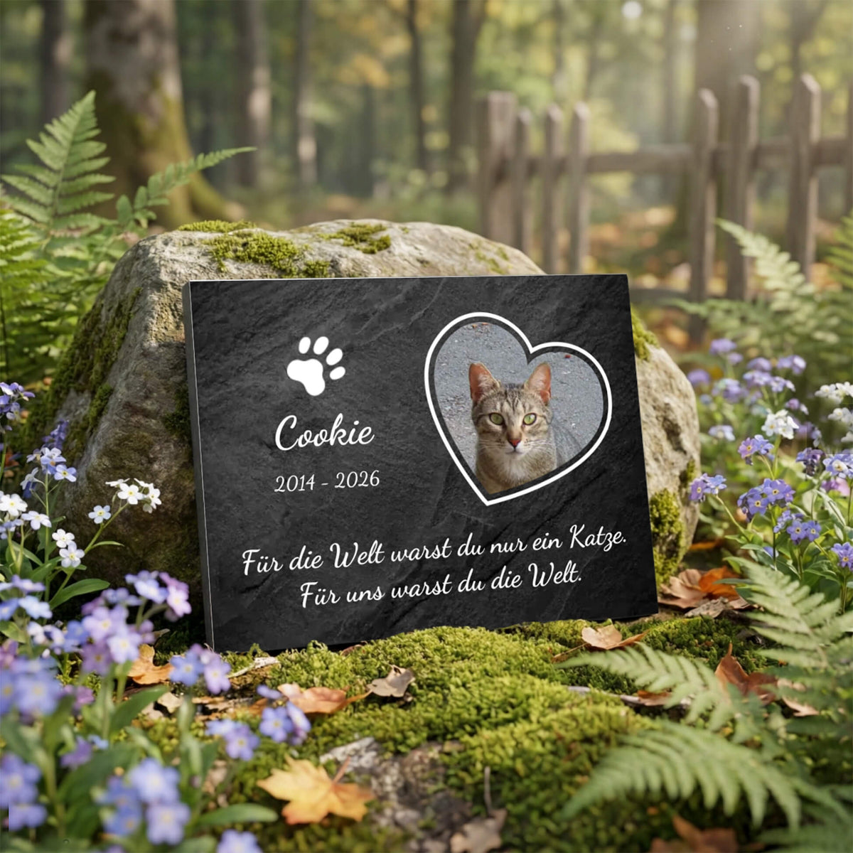 Katzen Trauerschild mit Foto und Wunschtext