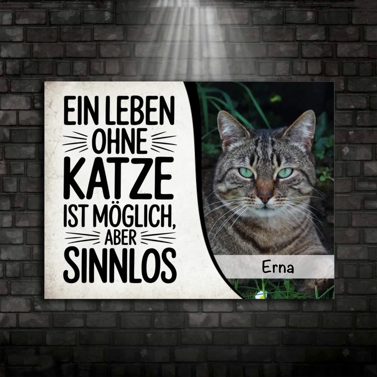 Katzenschild mit Foto und Spruch oder Wunschtext