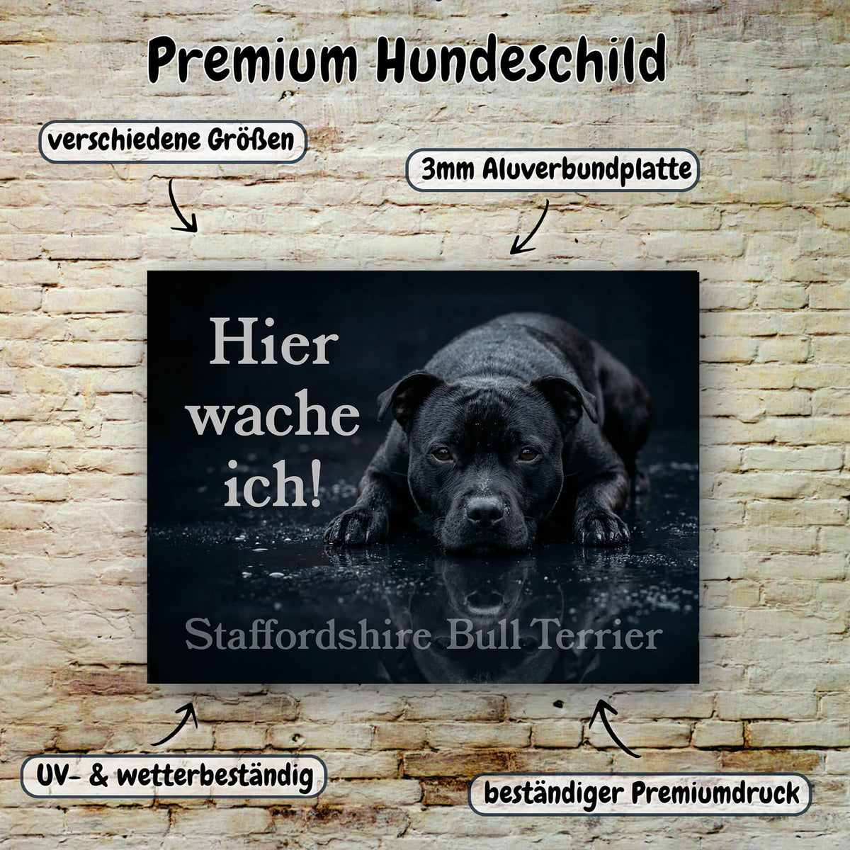 Staffordshire Bullterrier Warnschild 008 Merkmale